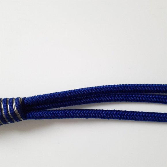 Three Cord Blue Belt With Silvertone Leaf Buckle - Picture 10 of 15